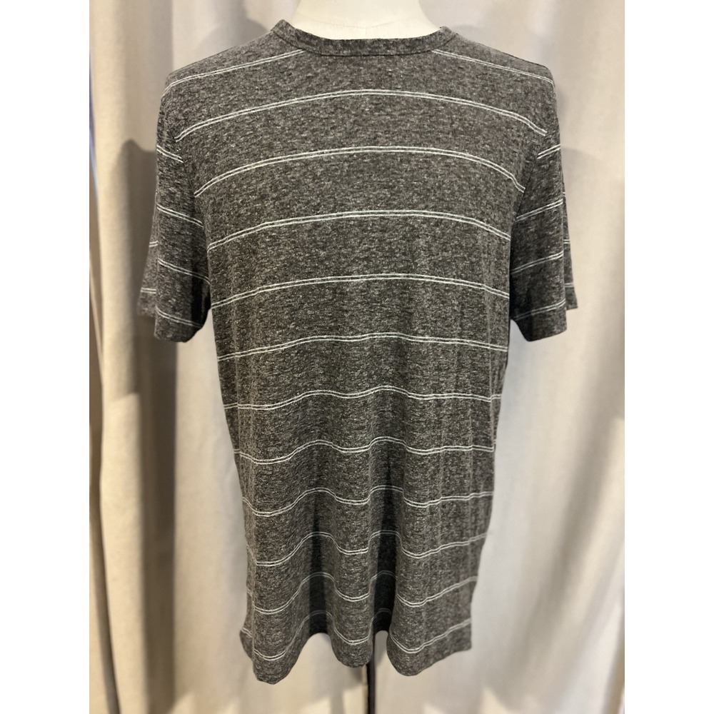 Robert‎ Barakett Folsom Short Sleeve Shirt Linen Polyester Blend Xl Gray Striped